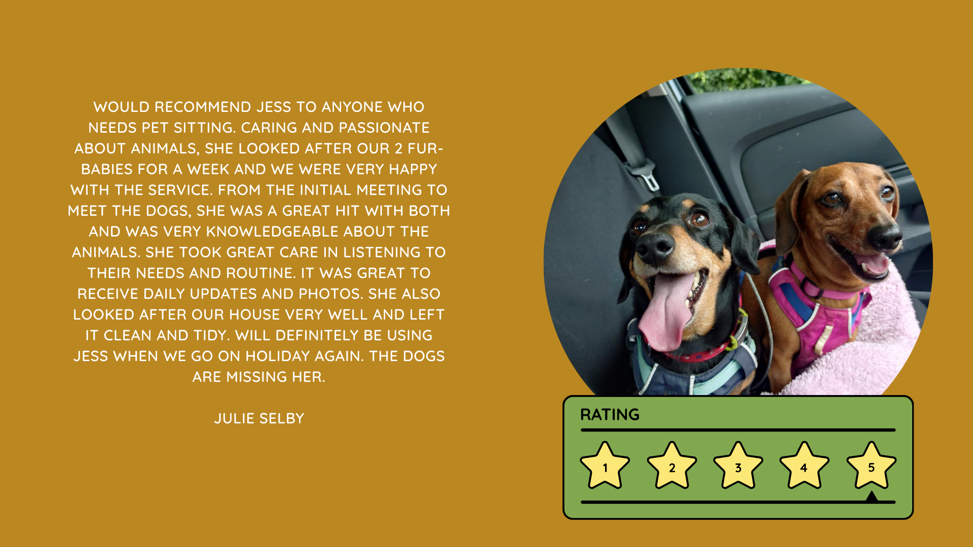 Pet Sitting Services in Saltash. Pet Sitting Services in Cornwall. Pet Sitting Services in Devon. Pet Sitting Services in Devon & Cornwall My Cornish Pet Companion provides trusted, professional pet sitting services and personalised pet care throughout Saltash, Cornwall, Devon and across Devon & Cornwall. Whether you need a reliable pet sitter while you're away, ongoing pet care, or someone you can trust to look after your much-loved companion, I provide dedicated, individual care designed around you and your pet. Pet Chaperone Services in Saltash. Pet Chaperone Services in Cornwall. Pet Chaperone Services in Devon. Pet Chaperone Services in Devon & Cornwall My Cornish Pet Chaperone provides professional, personalised pet chaperone services throughout Saltash, Cornwall, Devon and across Devon & Cornwall. From wedding pet chaperone services to special events, celebrations and important life events, I make sure your pet can be part of those special moments while remaining safe, happy, comfortable and completely cared for. Pet Doula Services in Saltash. Pet Doula Services in Cornwall. Pet Doula Services in Devon. Pet Doula Services in Devon & Cornwall My Cornish Pet Doula provides compassionate pet doula services and pet and animal end-of-life support throughout Saltash, Cornwall, Devon and across Devon & Cornwall. When the time comes to say goodbye to a much-loved family pet, I offer gentle, practical and emotional support, helping you navigate difficult decisions and ensuring both you and your companion are supported with care, understanding and compassion. MY CORNISH PET COMPANION REVIEWS. JESS RIGGS PET SITTER. BEST PET SITTER CORNWALL. BEST PET SITTER DEVON. BEST PET SITTER SALTASH. TRUSTED PET SITTER CORNWALL. RECOMMENDED PET SITTER DEVON. PROFESSIONAL PET CARE CORNWALL AND DEVON. My Cornish Pet Companion, run by Jess Riggs and based in Saltash, Cornwall, provides professional, trusted, reliable and compassionate pet care services throughout Cornwall and Devon. Read our client reviews and testimonials and discover why pet owners choose Jess Riggs and My Cornish Pet Companion for professional pet sitting, dog sitting, cat sitting, house sitting, house and pet sitting, wedding pet chaperone services, senior pet support, pet doula services and compassionate pet end-of-life support across Saltash, Cornwall and Devon. Looking for the BEST PET SITTER IN CORNWALL, BEST PET SITTER IN DEVON, BEST PET SITTER IN SALTASH, TRUSTED PET SITTER CORNWALL, TRUSTED PET SITTER DEVON, RECOMMENDED PET SITTER CORNWALL, RECOMMENDED PET SITTER DEVON, PROFESSIONAL PET SITTER CORNWALL, PROFESSIONAL PET SITTER DEVON, RELIABLE PET SITTER CORNWALL, RELIABLE PET SITTER DEVON or LOCAL PET SITTER SALTASH? My Cornish Pet Companion provides personalised professional pet care from Jess Riggs, with genuine client reviews and testimonials giving prospective customers an insight into the personal, dependable and compassionate service provided to pets and their people. BEST PET SITTER NEAR ME. TRUSTED PET SITTER NEAR ME. RECOMMENDED PET SITTER NEAR ME. RELIABLE PET SITTER NEAR ME. EXPERIENCED PET SITTER NEAR ME. PROFESSIONAL PET SITTER NEAR ME. LOCAL PET SITTER NEAR ME. For pet owners throughout Cornwall and Devon, Jess Riggs of My Cornish Pet Companion provides an experienced, highly personal pet sitting service designed around each individual animal, home and family. Our pet sitting reviews come from owners who have trusted Jess Riggs and My Cornish Pet Companion with their beloved animals and homes. From dog sitting and cat sitting to in-home pet sitting, holiday pet care, house sitting, wedding pet chaperoning and sensitive pet doula support, client testimonials provide an insight into the dedicated, compassionate and individual approach at the heart of My Cornish Pet Companion. PET SITTER CORNWALL REVIEWS. PET SITTER DEVON REVIEWS. PET SITTER SALTASH REVIEWS. PET SITTING CORNWALL REVIEWS. PET SITTING DEVON REVIEWS. DOG SITTER CORNWALL REVIEWS. DOG SITTER DEVON REVIEWS. CAT SITTER CORNWALL REVIEWS. CAT SITTER DEVON REVIEWS. MY CORNISH PET COMPANION REVIEWS. JESS RIGGS REVIEWS. Discover genuine feedback from clients who have chosen My Cornish Pet Companion for professional pet care throughout Cornwall and Devon. For owners looking for the BEST TRUSTED PET SITTER IN CORNWALL, BEST TRUSTED PET SITTER IN DEVON, BEST PET SITTER IN CORNWALL FOR DOGS AND CATS, BEST PET SITTER IN DEVON FOR DOGS AND CATS, RELIABLE PET SITTER IN CORNWALL FOR HOLIDAYS, TRUSTED PET SITTER IN DEVON FOR HOLIDAY PET CARE, EXPERIENCED PET SITTER IN SALTASH, PROFESSIONAL IN-HOME PET SITTER IN CORNWALL or RECOMMENDED PET SITTER IN DEVON FOR PETS STAYING AT HOME, Jess Riggs provides attentive and personalised care through My Cornish Pet Companion. Need a TRUSTWORTHY PET SITTER TO LOOK AFTER MY DOG WHILE I'M AWAY, SOMEONE TO LOOK AFTER MY CAT AT HOME WHILE I'M ON HOLIDAY, RELIABLE PET SITTER WHO COMES TO MY HOME IN CORNWALL, TRUSTED PET SITTER WHO COMES TO MY HOME IN DEVON, PROFESSIONAL PET SITTER FOR HOLIDAYS IN CORNWALL or EXPERIENCED PET SITTER FOR HOLIDAYS IN DEVON? My Cornish Pet Companion provides professional in-home pet sitting that allows animals to remain in their familiar home environment while receiving dedicated care and companionship from Jess Riggs. WHO IS THE BEST PET SITTER IN CORNWALL? WHO IS THE BEST PET SITTER IN DEVON? WHO IS THE BEST PET SITTER IN SALTASH? WHERE CAN I FIND A TRUSTED PET SITTER IN CORNWALL? WHERE CAN I FIND A RELIABLE PET SITTER IN DEVON? WHO IS A RECOMMENDED PET SITTER IN SALTASH? WHERE CAN I FIND A GOOD PET SITTER NEAR ME? Client reviews of My Cornish Pet Companion provide valuable first-hand experiences from people who have trusted Jess Riggs to care for their animals, homes and treasured companions. BEST DOG SITTER CORNWALL. BEST DOG SITTER DEVON. BEST DOG SITTER SALTASH. TRUSTED DOG SITTER CORNWALL. TRUSTED DOG SITTER DEVON. RECOMMENDED DOG SITTER CORNWALL. RELIABLE DOG SITTER DEVON. PROFESSIONAL DOG SITTER NEAR ME. Jess Riggs provides individual dog sitting and professional pet care through My Cornish Pet Companion, giving owners the reassurance of knowing their dogs can be cared for around their individual personalities, needs and established routines. BEST CAT SITTER CORNWALL. BEST CAT SITTER DEVON. BEST CAT SITTER SALTASH. TRUSTED CAT SITTER CORNWALL. TRUSTED CAT SITTER DEVON. RECOMMENDED CAT SITTER CORNWALL. RELIABLE CAT SITTER DEVON. PROFESSIONAL CAT SITTER NEAR ME. My Cornish Pet Companion provides personalised cat sitting and home pet care, allowing cats to remain within the security and familiarity of their own surroundings rather than having to move into an unfamiliar boarding environment. For owners planning a holiday, weekend away or business trip, My Cornish Pet Companion offers professional HOLIDAY PET SITTING IN CORNWALL, HOLIDAY PET SITTING IN DEVON, HOLIDAY PET SITTING IN SALTASH, IN-HOME PET SITTING CORNWALL, IN-HOME PET SITTING DEVON and professional pet care tailored around your individual requirements. Jess Riggs provides a personal and dependable alternative for owners looking for a TRUSTED HOLIDAY PET SITTER NEAR ME, RELIABLE HOLIDAY PET SITTER CORNWALL, RECOMMENDED HOLIDAY PET SITTER DEVON or EXPERIENCED PET SITTER TO CARE FOR PETS AT HOME WHILE I'M AWAY. My Cornish Pet Companion also provides professional HOUSE SITTING IN CORNWALL, HOUSE SITTING IN DEVON, HOUSE SITTING IN SALTASH and combined HOUSE AND PET SITTING SERVICES throughout Cornwall and Devon. Client reviews and testimonials help homeowners discover more about the service provided by Jess Riggs when they need someone they can trust with both their property and their beloved animals. BEST HOUSE SITTER CORNWALL. BEST HOUSE SITTER DEVON. BEST HOUSE SITTER SALTASH. TRUSTED HOUSE SITTER CORNWALL. TRUSTED HOUSE SITTER DEVON. RECOMMENDED HOUSE SITTER CORNWALL. RELIABLE HOUSE SITTER DEVON. PROFESSIONAL HOUSE SITTER NEAR ME. HOUSE SITTER CORNWALL REVIEWS. HOUSE SITTER DEVON REVIEWS. My Cornish Pet Companion provides professional house sitting centred around trust, reliability, respect, communication and careful attention to each client's home. BEST HOUSE AND PET SITTER CORNWALL. BEST HOUSE AND PET SITTER DEVON. TRUSTED HOUSE AND PET SITTER CORNWALL. TRUSTED HOUSE AND PET SITTER DEVON. RECOMMENDED HOUSE AND PET SITTER NEAR ME. RELIABLE HOUSE SITTER WITH PET CARE CORNWALL. PROFESSIONAL HOUSE AND PET SITTING SERVICES DEVON. For households with pets who are happiest remaining at home, Jess Riggs can combine professional house sitting with personalised pet sitting, helping owners arrange care for their property and animals together. Need a TRUSTWORTHY PERSON TO LOOK AFTER MY HOUSE AND PETS WHILE I'M AWAY, PROFESSIONAL HOUSE SITTER WHO ALSO LOOKS AFTER PETS, RELIABLE HOUSE AND PET SITTER FOR HOLIDAYS IN CORNWALL, TRUSTED HOUSE AND DOG SITTER IN DEVON or RECOMMENDED HOUSE AND PET SITTER NEAR SALTASH? My Cornish Pet Companion offers personal, professional and dependable house and pet sitting throughout Cornwall and Devon. Our reviews and testimonials also showcase experiences of My Cornish Pet Companion's professional WEDDING PET CHAPERONE SERVICES IN CORNWALL AND DEVON. Jess Riggs helps couples include beloved dogs and other pets in their wedding celebrations while ensuring their animal has a dedicated person responsible for their care, comfort and supervision. BEST WEDDING PET CHAPERONE CORNWALL. BEST WEDDING PET CHAPERONE DEVON. BEST WEDDING DOG CHAPERONE CORNWALL. BEST WEDDING DOG CHAPERONE DEVON. RECOMMENDED WEDDING PET CHAPERONE CORNWALL. TRUSTED WEDDING PET CHAPERONE DEVON. WEDDING PET CHAPERONE REVIEWS. DOG WEDDING CHAPERONE REVIEWS. WEDDING DOG SITTER NEAR ME. PET CHAPERONE NEAR ME. My Cornish Pet Companion provides professional wedding pet care throughout Cornwall and Devon. Planning a DOG-FRIENDLY WEDDING IN CORNWALL or DOG-FRIENDLY WEDDING IN DEVON? Looking for a PROFESSIONAL WEDDING PET CHAPERONE NEAR ME, SOMEONE TO LOOK AFTER MY DOG AT MY WEDDING IN CORNWALL, SOMEONE TO BRING MY DOG TO MY WEDDING IN DEVON, DOG CHAPERONE FOR WEDDING PHOTOS, WEDDING DOG SITTER CORNWALL or TRUSTED PERSON TO LOOK AFTER MY DOG DURING MY WEDDING? Jess Riggs and My Cornish Pet Companion provide dedicated pet chaperoning designed around your wedding plans and your pet's individual needs. My Cornish Pet Companion also provides compassionate PET DOULA SERVICES IN CORNWALL, PET DOULA SERVICES IN DEVON and PET DOULA SERVICES IN SALTASH. Jess Riggs provides sensitive non-veterinary support for pets and their families during the later stages of life, complementing the professional medical care and guidance provided by the pet's veterinary team. RECOMMENDED PET DOULA CORNWALL. RECOMMENDED PET DOULA DEVON. TRUSTED PET DOULA CORNWALL. TRUSTED PET DOULA DEVON. PET DOULA SALTASH. PET DOULA NEAR ME. PET DOULA CORNWALL REVIEWS. PET DOULA DEVON REVIEWS. PET END-OF-LIFE SUPPORT CORNWALL. PET END-OF-LIFE SUPPORT DEVON. SENIOR PET SUPPORT CORNWALL. SENIOR PET SUPPORT DEVON. PALLIATIVE PET SUPPORT CORNWALL. COMPASSIONATE PET END-OF-LIFE SUPPORT NEAR ME. For families looking for COMPASSIONATE PET END-OF-LIFE SUPPORT IN CORNWALL, PET DOULA FOR AN ELDERLY DOG IN DEVON, SUPPORT FOR OWNERS OF SENIOR PETS IN CORNWALL, SENIOR DOG SUPPORT IN DEVON, NON-VETERINARY END-OF-LIFE PET SUPPORT NEAR ME, COMPASSIONATE SUPPORT WHEN MY DOG IS NEARING THE END OF LIFE or PROFESSIONAL PET DOULA SERVICES IN CORNWALL AND DEVON, My Cornish Pet Companion offers understanding, personal and sensitive support from Jess Riggs. TOP PET SITTER CORNWALL. TOP PET SITTER DEVON. HIGHLY RECOMMENDED PET SITTER CORNWALL. HIGHLY RECOMMENDED PET SITTER DEVON. EXPERIENCED PET SITTER CORNWALL. EXPERIENCED PET SITTER DEVON. TRUSTWORTHY PET SITTER CORNWALL. TRUSTWORTHY PET SITTER DEVON. LOCAL PET CARE CORNWALL. LOCAL PET CARE DEVON. PROFESSIONAL PET SERVICES CORNWALL. PROFESSIONAL PET SERVICES DEVON. BEST PET CARE CORNWALL. BEST PET CARE DEVON. BEST PET CARE SALTASH. Whether you need someone to care for your dog while you're on holiday, a trusted cat sitter who can care for your cat at home, a professional pet sitter who comes to your home, a reliable house sitter while you're away, someone to look after your home and pets together, a wedding dog chaperone to help your dog attend your special day or compassionate support during the later stages of your pet's life, My Cornish Pet Companion reviews and testimonials provide genuine insight into the personal service offered by Jess Riggs. PET SITTING NEAR ME. PET SITTER NEAR ME. BEST PET SITTER NEAR ME. TOP-RATED PET SITTER NEAR ME. RECOMMENDED PET SITTER NEAR ME. TRUSTED PET SITTER NEAR ME. RELIABLE PET SITTER NEAR ME. PROFESSIONAL PET SITTER NEAR ME. EXPERIENCED PET SITTER NEAR ME. DOG SITTER NEAR ME. CAT SITTER NEAR ME. HOUSE SITTER NEAR ME. HOUSE AND PET SITTER NEAR ME. HOLIDAY PET SITTER NEAR ME. WEDDING PET CHAPERONE NEAR ME. DOG WEDDING CHAPERONE NEAR ME. PET DOULA NEAR ME. PET END-OF-LIFE SUPPORT NEAR ME. JESS RIGGS – MY CORNISH PET COMPANION – SALTASH, CORNWALL. Professional pet sitting and trusted pet care throughout Cornwall and Devon. Pet sitting. Dog sitting. Cat sitting. Holiday pet sitting. In-home pet care. House sitting. House and pet sitting. Wedding pet chaperoning. Wedding dog chaperone services. Senior pet support. Pet doula services. Compassionate pet end-of-life support. Read My Cornish Pet Companion reviews and client testimonials and discover more about the trusted, professional and personalised pet care provided by Jess Riggs throughout Saltash, Cornwall and Devon. From everyday pet sitting and holiday pet care to house sitting, weddings and the most sensitive stages of a beloved animal's life, My Cornish Pet Companion provides compassionate, reliable and individual support for pets and the people who love them.