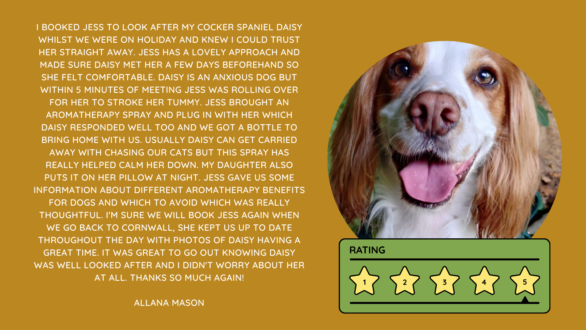 Pet Sitting Services in Saltash. Pet Sitting Services in Cornwall. Pet Sitting Services in Devon. Pet Sitting Services in Devon & Cornwall My Cornish Pet Companion provides trusted, professional pet sitting services and personalised pet care throughout Saltash, Cornwall, Devon and across Devon & Cornwall. Whether you need a reliable pet sitter while you're away, ongoing pet care, or someone you can trust to look after your much-loved companion, I provide dedicated, individual care designed around you and your pet. Pet Chaperone Services in Saltash. Pet Chaperone Services in Cornwall. Pet Chaperone Services in Devon. Pet Chaperone Services in Devon & Cornwall My Cornish Pet Chaperone provides professional, personalised pet chaperone services throughout Saltash, Cornwall, Devon and across Devon & Cornwall. From wedding pet chaperone services to special events, celebrations and important life events, I make sure your pet can be part of those special moments while remaining safe, happy, comfortable and completely cared for. Pet Doula Services in Saltash. Pet Doula Services in Cornwall. Pet Doula Services in Devon. Pet Doula Services in Devon & Cornwall My Cornish Pet Doula provides compassionate pet doula services and pet and animal end-of-life support throughout Saltash, Cornwall, Devon and across Devon & Cornwall. When the time comes to say goodbye to a much-loved family pet, I offer gentle, practical and emotional support, helping you navigate difficult decisions and ensuring both you and your companion are supported with care, understanding and compassion. MY CORNISH PET COMPANION REVIEWS. JESS RIGGS PET SITTER. BEST PET SITTER CORNWALL. BEST PET SITTER DEVON. BEST PET SITTER SALTASH. TRUSTED PET SITTER CORNWALL. RECOMMENDED PET SITTER DEVON. PROFESSIONAL PET CARE CORNWALL AND DEVON. My Cornish Pet Companion, run by Jess Riggs and based in Saltash, Cornwall, provides professional, trusted, reliable and compassionate pet care services throughout Cornwall and Devon. Read our client reviews and testimonials and discover why pet owners choose Jess Riggs and My Cornish Pet Companion for professional pet sitting, dog sitting, cat sitting, house sitting, house and pet sitting, wedding pet chaperone services, senior pet support, pet doula services and compassionate pet end-of-life support across Saltash, Cornwall and Devon. Looking for the BEST PET SITTER IN CORNWALL, BEST PET SITTER IN DEVON, BEST PET SITTER IN SALTASH, TRUSTED PET SITTER CORNWALL, TRUSTED PET SITTER DEVON, RECOMMENDED PET SITTER CORNWALL, RECOMMENDED PET SITTER DEVON, PROFESSIONAL PET SITTER CORNWALL, PROFESSIONAL PET SITTER DEVON, RELIABLE PET SITTER CORNWALL, RELIABLE PET SITTER DEVON or LOCAL PET SITTER SALTASH? My Cornish Pet Companion provides personalised professional pet care from Jess Riggs, with genuine client reviews and testimonials giving prospective customers an insight into the personal, dependable and compassionate service provided to pets and their people. BEST PET SITTER NEAR ME. TRUSTED PET SITTER NEAR ME. RECOMMENDED PET SITTER NEAR ME. RELIABLE PET SITTER NEAR ME. EXPERIENCED PET SITTER NEAR ME. PROFESSIONAL PET SITTER NEAR ME. LOCAL PET SITTER NEAR ME. For pet owners throughout Cornwall and Devon, Jess Riggs of My Cornish Pet Companion provides an experienced, highly personal pet sitting service designed around each individual animal, home and family. Our pet sitting reviews come from owners who have trusted Jess Riggs and My Cornish Pet Companion with their beloved animals and homes. From dog sitting and cat sitting to in-home pet sitting, holiday pet care, house sitting, wedding pet chaperoning and sensitive pet doula support, client testimonials provide an insight into the dedicated, compassionate and individual approach at the heart of My Cornish Pet Companion. PET SITTER CORNWALL REVIEWS. PET SITTER DEVON REVIEWS. PET SITTER SALTASH REVIEWS. PET SITTING CORNWALL REVIEWS. PET SITTING DEVON REVIEWS. DOG SITTER CORNWALL REVIEWS. DOG SITTER DEVON REVIEWS. CAT SITTER CORNWALL REVIEWS. CAT SITTER DEVON REVIEWS. MY CORNISH PET COMPANION REVIEWS. JESS RIGGS REVIEWS. Discover genuine feedback from clients who have chosen My Cornish Pet Companion for professional pet care throughout Cornwall and Devon. For owners looking for the BEST TRUSTED PET SITTER IN CORNWALL, BEST TRUSTED PET SITTER IN DEVON, BEST PET SITTER IN CORNWALL FOR DOGS AND CATS, BEST PET SITTER IN DEVON FOR DOGS AND CATS, RELIABLE PET SITTER IN CORNWALL FOR HOLIDAYS, TRUSTED PET SITTER IN DEVON FOR HOLIDAY PET CARE, EXPERIENCED PET SITTER IN SALTASH, PROFESSIONAL IN-HOME PET SITTER IN CORNWALL or RECOMMENDED PET SITTER IN DEVON FOR PETS STAYING AT HOME, Jess Riggs provides attentive and personalised care through My Cornish Pet Companion. Need a TRUSTWORTHY PET SITTER TO LOOK AFTER MY DOG WHILE I'M AWAY, SOMEONE TO LOOK AFTER MY CAT AT HOME WHILE I'M ON HOLIDAY, RELIABLE PET SITTER WHO COMES TO MY HOME IN CORNWALL, TRUSTED PET SITTER WHO COMES TO MY HOME IN DEVON, PROFESSIONAL PET SITTER FOR HOLIDAYS IN CORNWALL or EXPERIENCED PET SITTER FOR HOLIDAYS IN DEVON? My Cornish Pet Companion provides professional in-home pet sitting that allows animals to remain in their familiar home environment while receiving dedicated care and companionship from Jess Riggs. WHO IS THE BEST PET SITTER IN CORNWALL? WHO IS THE BEST PET SITTER IN DEVON? WHO IS THE BEST PET SITTER IN SALTASH? WHERE CAN I FIND A TRUSTED PET SITTER IN CORNWALL? WHERE CAN I FIND A RELIABLE PET SITTER IN DEVON? WHO IS A RECOMMENDED PET SITTER IN SALTASH? WHERE CAN I FIND A GOOD PET SITTER NEAR ME? Client reviews of My Cornish Pet Companion provide valuable first-hand experiences from people who have trusted Jess Riggs to care for their animals, homes and treasured companions. BEST DOG SITTER CORNWALL. BEST DOG SITTER DEVON. BEST DOG SITTER SALTASH. TRUSTED DOG SITTER CORNWALL. TRUSTED DOG SITTER DEVON. RECOMMENDED DOG SITTER CORNWALL. RELIABLE DOG SITTER DEVON. PROFESSIONAL DOG SITTER NEAR ME. Jess Riggs provides individual dog sitting and professional pet care through My Cornish Pet Companion, giving owners the reassurance of knowing their dogs can be cared for around their individual personalities, needs and established routines. BEST CAT SITTER CORNWALL. BEST CAT SITTER DEVON. BEST CAT SITTER SALTASH. TRUSTED CAT SITTER CORNWALL. TRUSTED CAT SITTER DEVON. RECOMMENDED CAT SITTER CORNWALL. RELIABLE CAT SITTER DEVON. PROFESSIONAL CAT SITTER NEAR ME. My Cornish Pet Companion provides personalised cat sitting and home pet care, allowing cats to remain within the security and familiarity of their own surroundings rather than having to move into an unfamiliar boarding environment. For owners planning a holiday, weekend away or business trip, My Cornish Pet Companion offers professional HOLIDAY PET SITTING IN CORNWALL, HOLIDAY PET SITTING IN DEVON, HOLIDAY PET SITTING IN SALTASH, IN-HOME PET SITTING CORNWALL, IN-HOME PET SITTING DEVON and professional pet care tailored around your individual requirements. Jess Riggs provides a personal and dependable alternative for owners looking for a TRUSTED HOLIDAY PET SITTER NEAR ME, RELIABLE HOLIDAY PET SITTER CORNWALL, RECOMMENDED HOLIDAY PET SITTER DEVON or EXPERIENCED PET SITTER TO CARE FOR PETS AT HOME WHILE I'M AWAY. My Cornish Pet Companion also provides professional HOUSE SITTING IN CORNWALL, HOUSE SITTING IN DEVON, HOUSE SITTING IN SALTASH and combined HOUSE AND PET SITTING SERVICES throughout Cornwall and Devon. Client reviews and testimonials help homeowners discover more about the service provided by Jess Riggs when they need someone they can trust with both their property and their beloved animals. BEST HOUSE SITTER CORNWALL. BEST HOUSE SITTER DEVON. BEST HOUSE SITTER SALTASH. TRUSTED HOUSE SITTER CORNWALL. TRUSTED HOUSE SITTER DEVON. RECOMMENDED HOUSE SITTER CORNWALL. RELIABLE HOUSE SITTER DEVON. PROFESSIONAL HOUSE SITTER NEAR ME. HOUSE SITTER CORNWALL REVIEWS. HOUSE SITTER DEVON REVIEWS. My Cornish Pet Companion provides professional house sitting centred around trust, reliability, respect, communication and careful attention to each client's home. BEST HOUSE AND PET SITTER CORNWALL. BEST HOUSE AND PET SITTER DEVON. TRUSTED HOUSE AND PET SITTER CORNWALL. TRUSTED HOUSE AND PET SITTER DEVON. RECOMMENDED HOUSE AND PET SITTER NEAR ME. RELIABLE HOUSE SITTER WITH PET CARE CORNWALL. PROFESSIONAL HOUSE AND PET SITTING SERVICES DEVON. For households with pets who are happiest remaining at home, Jess Riggs can combine professional house sitting with personalised pet sitting, helping owners arrange care for their property and animals together. Need a TRUSTWORTHY PERSON TO LOOK AFTER MY HOUSE AND PETS WHILE I'M AWAY, PROFESSIONAL HOUSE SITTER WHO ALSO LOOKS AFTER PETS, RELIABLE HOUSE AND PET SITTER FOR HOLIDAYS IN CORNWALL, TRUSTED HOUSE AND DOG SITTER IN DEVON or RECOMMENDED HOUSE AND PET SITTER NEAR SALTASH? My Cornish Pet Companion offers personal, professional and dependable house and pet sitting throughout Cornwall and Devon. Our reviews and testimonials also showcase experiences of My Cornish Pet Companion's professional WEDDING PET CHAPERONE SERVICES IN CORNWALL AND DEVON. Jess Riggs helps couples include beloved dogs and other pets in their wedding celebrations while ensuring their animal has a dedicated person responsible for their care, comfort and supervision. BEST WEDDING PET CHAPERONE CORNWALL. BEST WEDDING PET CHAPERONE DEVON. BEST WEDDING DOG CHAPERONE CORNWALL. BEST WEDDING DOG CHAPERONE DEVON. RECOMMENDED WEDDING PET CHAPERONE CORNWALL. TRUSTED WEDDING PET CHAPERONE DEVON. WEDDING PET CHAPERONE REVIEWS. DOG WEDDING CHAPERONE REVIEWS. WEDDING DOG SITTER NEAR ME. PET CHAPERONE NEAR ME. My Cornish Pet Companion provides professional wedding pet care throughout Cornwall and Devon. Planning a DOG-FRIENDLY WEDDING IN CORNWALL or DOG-FRIENDLY WEDDING IN DEVON? Looking for a PROFESSIONAL WEDDING PET CHAPERONE NEAR ME, SOMEONE TO LOOK AFTER MY DOG AT MY WEDDING IN CORNWALL, SOMEONE TO BRING MY DOG TO MY WEDDING IN DEVON, DOG CHAPERONE FOR WEDDING PHOTOS, WEDDING DOG SITTER CORNWALL or TRUSTED PERSON TO LOOK AFTER MY DOG DURING MY WEDDING? Jess Riggs and My Cornish Pet Companion provide dedicated pet chaperoning designed around your wedding plans and your pet's individual needs. My Cornish Pet Companion also provides compassionate PET DOULA SERVICES IN CORNWALL, PET DOULA SERVICES IN DEVON and PET DOULA SERVICES IN SALTASH. Jess Riggs provides sensitive non-veterinary support for pets and their families during the later stages of life, complementing the professional medical care and guidance provided by the pet's veterinary team. RECOMMENDED PET DOULA CORNWALL. RECOMMENDED PET DOULA DEVON. TRUSTED PET DOULA CORNWALL. TRUSTED PET DOULA DEVON. PET DOULA SALTASH. PET DOULA NEAR ME. PET DOULA CORNWALL REVIEWS. PET DOULA DEVON REVIEWS. PET END-OF-LIFE SUPPORT CORNWALL. PET END-OF-LIFE SUPPORT DEVON. SENIOR PET SUPPORT CORNWALL. SENIOR PET SUPPORT DEVON. PALLIATIVE PET SUPPORT CORNWALL. COMPASSIONATE PET END-OF-LIFE SUPPORT NEAR ME. For families looking for COMPASSIONATE PET END-OF-LIFE SUPPORT IN CORNWALL, PET DOULA FOR AN ELDERLY DOG IN DEVON, SUPPORT FOR OWNERS OF SENIOR PETS IN CORNWALL, SENIOR DOG SUPPORT IN DEVON, NON-VETERINARY END-OF-LIFE PET SUPPORT NEAR ME, COMPASSIONATE SUPPORT WHEN MY DOG IS NEARING THE END OF LIFE or PROFESSIONAL PET DOULA SERVICES IN CORNWALL AND DEVON, My Cornish Pet Companion offers understanding, personal and sensitive support from Jess Riggs. TOP PET SITTER CORNWALL. TOP PET SITTER DEVON. HIGHLY RECOMMENDED PET SITTER CORNWALL. HIGHLY RECOMMENDED PET SITTER DEVON. EXPERIENCED PET SITTER CORNWALL. EXPERIENCED PET SITTER DEVON. TRUSTWORTHY PET SITTER CORNWALL. TRUSTWORTHY PET SITTER DEVON. LOCAL PET CARE CORNWALL. LOCAL PET CARE DEVON. PROFESSIONAL PET SERVICES CORNWALL. PROFESSIONAL PET SERVICES DEVON. BEST PET CARE CORNWALL. BEST PET CARE DEVON. BEST PET CARE SALTASH. Whether you need someone to care for your dog while you're on holiday, a trusted cat sitter who can care for your cat at home, a professional pet sitter who comes to your home, a reliable house sitter while you're away, someone to look after your home and pets together, a wedding dog chaperone to help your dog attend your special day or compassionate support during the later stages of your pet's life, My Cornish Pet Companion reviews and testimonials provide genuine insight into the personal service offered by Jess Riggs. PET SITTING NEAR ME. PET SITTER NEAR ME. BEST PET SITTER NEAR ME. TOP-RATED PET SITTER NEAR ME. RECOMMENDED PET SITTER NEAR ME. TRUSTED PET SITTER NEAR ME. RELIABLE PET SITTER NEAR ME. PROFESSIONAL PET SITTER NEAR ME. EXPERIENCED PET SITTER NEAR ME. DOG SITTER NEAR ME. CAT SITTER NEAR ME. HOUSE SITTER NEAR ME. HOUSE AND PET SITTER NEAR ME. HOLIDAY PET SITTER NEAR ME. WEDDING PET CHAPERONE NEAR ME. DOG WEDDING CHAPERONE NEAR ME. PET DOULA NEAR ME. PET END-OF-LIFE SUPPORT NEAR ME. JESS RIGGS – MY CORNISH PET COMPANION – SALTASH, CORNWALL. Professional pet sitting and trusted pet care throughout Cornwall and Devon. Pet sitting. Dog sitting. Cat sitting. Holiday pet sitting. In-home pet care. House sitting. House and pet sitting. Wedding pet chaperoning. Wedding dog chaperone services. Senior pet support. Pet doula services. Compassionate pet end-of-life support. Read My Cornish Pet Companion reviews and client testimonials and discover more about the trusted, professional and personalised pet care provided by Jess Riggs throughout Saltash, Cornwall and Devon. From everyday pet sitting and holiday pet care to house sitting, weddings and the most sensitive stages of a beloved animal's life, My Cornish Pet Companion provides compassionate, reliable and individual support for pets and the people who love them.